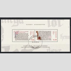 FRIM�RKER DANMARK | 2014 - AFA 1793A - H�ndskrifter - Miniark 23,00 Kr. flerfarvet - Pragt Stemplet