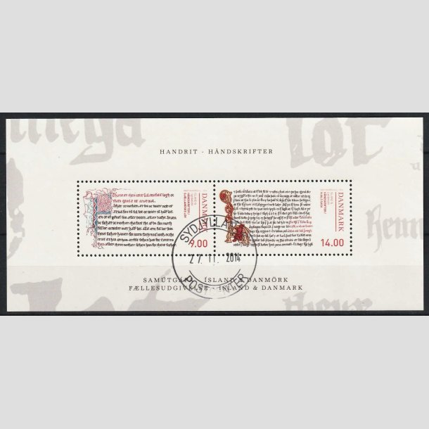FRIM�RKER DANMARK | 2014 - AFA 1793A - H�ndskrifter - Miniark 23,00 Kr. flerfarvet - Pragt Stemplet