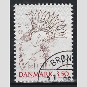 FRIM�RKER DANMARK | 1992 - AFA 1011 - Nordia 94 - 3,50 Kr. brun/r�d/gr� - P�nt hj�rnestemplet 