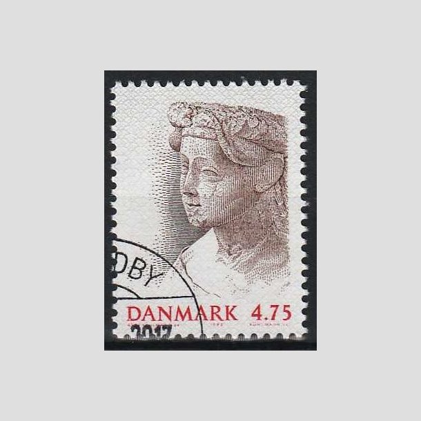 FRIM�RKER DANMARK | 1992 - AFA 1012 - Nordia 94 - 4,75 Kr. brun/r�d/gr� - P�nt hj�rnestemplet 