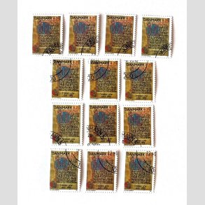 FRIM�RKER DANMARK | 1991 - AFA 0991 - Jydske Lov 750 �r. - 8,25 Kr. flerfarvet x 13 stk. - Flot Stemplet