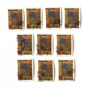 FRIM�RKER DANMARK | 1991 - AFA 0991 - Jydske Lov 750 �r. - 8,25 Kr. flerfarvet x 10 stk. - Flot Stemplet
