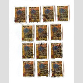 FRIM�RKER DANMARK | 1991 - AFA 0991 - Jydske Lov 750 �r. - 8,25 Kr. flerfarvet x 13 stk. - Flot Stemplet