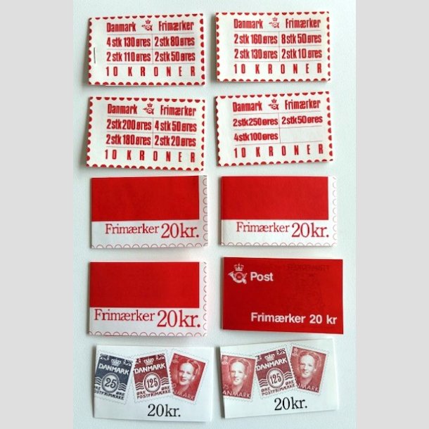 FRIM�RKER DANMARK | H�FTESAMMENTRYK 1979-92 | 10 kr. &amp; 20 kr. sammentryk nr. 5-8 +2-7 - Postfrisk