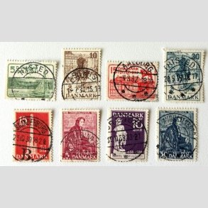 FRIM�RKER DANMARK | 1937-38 - AFA 239-251 - 8 stk. forskellige p�ne m�rker - Pragt Stemplet 