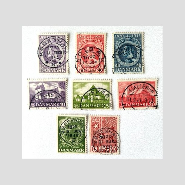 FRIM�RKER DANMARK | 1944-47 - AFA 285-300 - 8 stk. forskellige p�ne m�rker - Pragt Stemplet