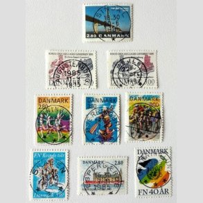 FRIM�RKER DANMARK | 1985 - AFA 833-41 - 9 stk. forskellige p�ne m�rker - Pragt Stemplet