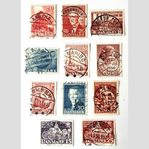 FRIM�RKER DANMARK | 1947-51 - AFA 303-332 - 11 stk. p�ne m�rker - Pragt Stemplet