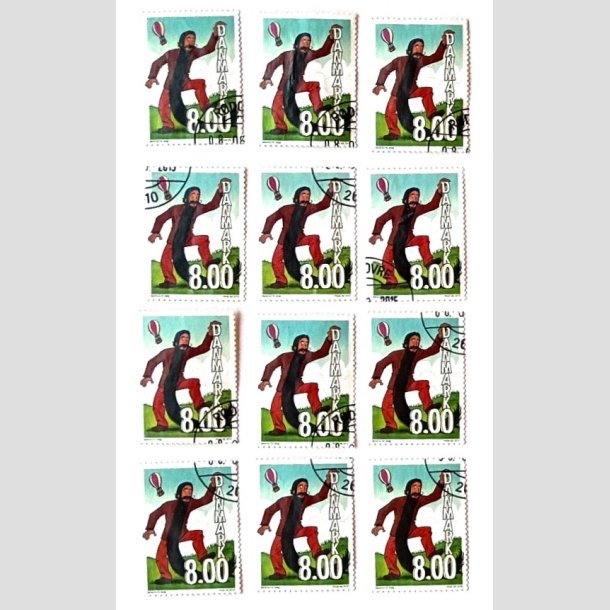 FRIM�RKER DANMARK | 2013 - AFA 1736 - B�rne-TV - 8,00 Kr. flerfarvet x 12 stk. - Flot hj�rne stemplet