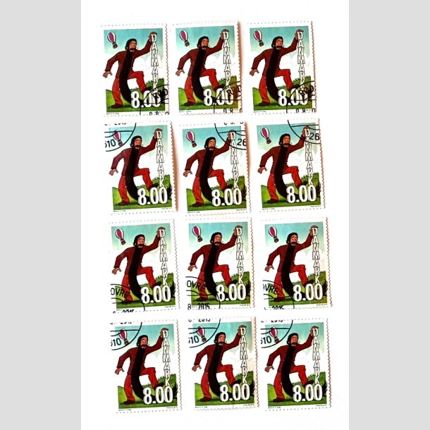 FRIM�RKER DANMARK | 2013 - AFA 1736 - B�rne-TV - 8,00 Kr. flerfarvet x 12 stk. - Flot hj�rne stemplet