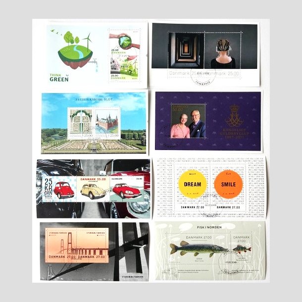 FRIM�RKER DANMARK | 2016-18 - AFA 1861A,1906A mv. - 8 stk. forskellige miniark - P�nt Stemplet