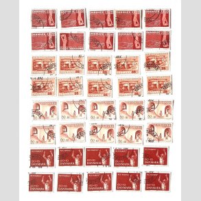 FRIM�RKER DANMARK | 1963-70 - AFA 418,422F,472,495 - 4 stk. v�rdier x 10 stk. - P�nt Stemplet