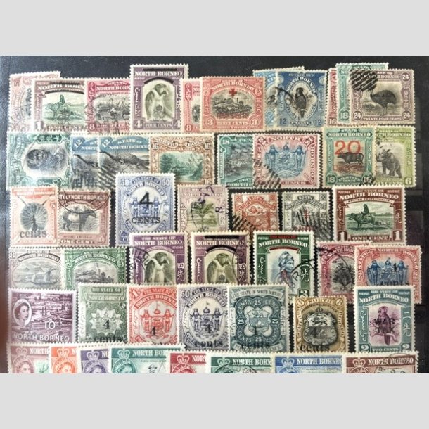 FRIM�RKER ENGLAND KOLONI | P�n samling North Borneo/Labuan incl. bedre p� 8 A4 sider.  