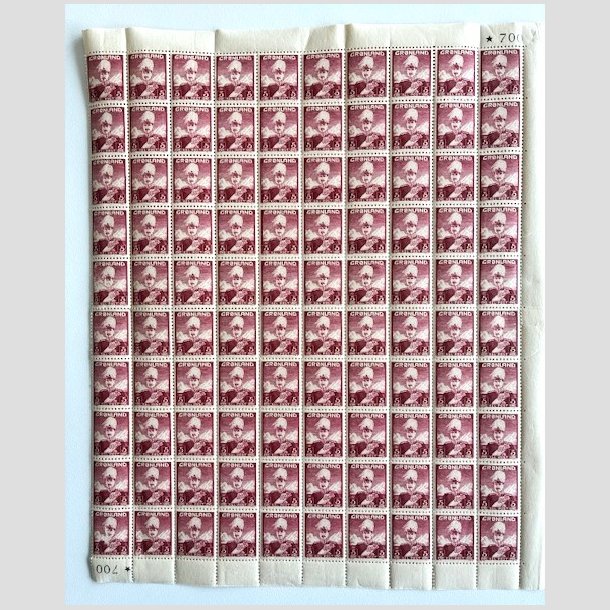 FRIMRKER GRNLAND | 1946 - AFA 2b - 100 stk. Christian X - 5 re vinrd type III - Postfrisk