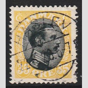 FRIM�RKER DANMARK | 1918-20 - AFA 104 - Chr. X 35 �re gul/sort - Lux Stemplet Haslev