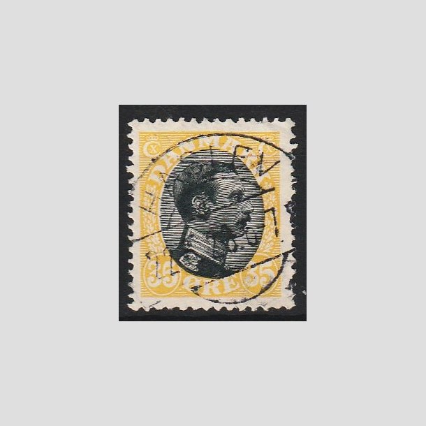 FRIM�RKER DANMARK | 1918-20 - AFA 104 - Chr. X 35 �re gul/sort - Lux Stemplet Haslev