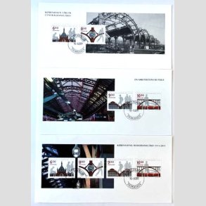 FRIM�RKER DANMARK | 2011 - AFA 1679A-81A - KBH Hovedbaneg�rd 100 �r - Miniark fra prestigemappe komplet - Pragt Stemplet