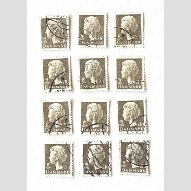 FRIM�RKER DANMARK | 1980 - AFA 706 - Dronning Margrethe - 12 x 210 �re gr� - P�nt Stemplet