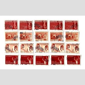 FRIM�RKER DANMARK | 1963-70 - AFA 418,422F,472,495 - 4 stk. v�rdier x 5 stk. - P�nt Stemplet