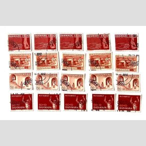 FRIM�RKER DANMARK | 1963-70 - AFA 418,422F,472,495 - 4 stk. v�rdier x 5 stk. - P�nt Stemplet