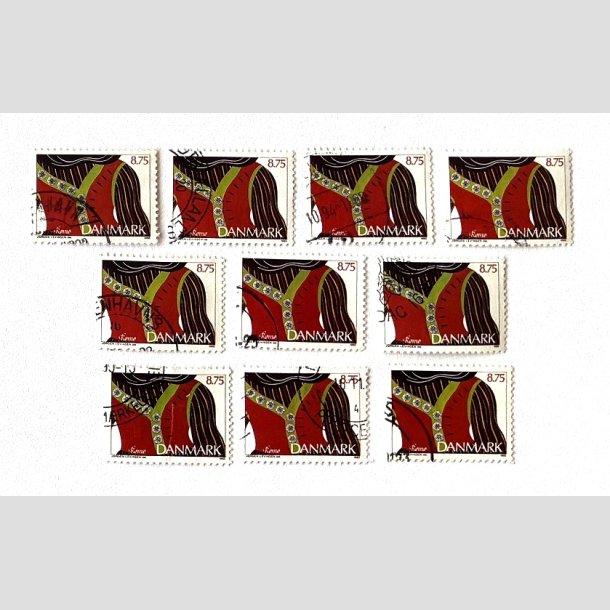 FRIM�RKER DANMARK | 1993 - AFA 1056 - Almuesmykker - 8,75 Kr. flerfarvet x 10 stk. - Stemplet