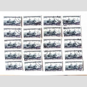 FRIM�RKER DANMARK | 1984 - AFA 811 - Fiskeri og s�fart - 20 x 3,30 Kr. sortbl�/violet - P�nt Stemplet 