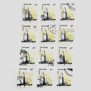 FRIM�RKER DANMARK | 1993 - AFA 1046 - Sejlskibe - 12 x 4,75 Kr. flerfarvet - Stemplet