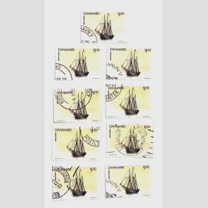 FRIM�RKER DANMARK | 1993 - AFA 1048 - Sejlskibe - 9 x 9,50 Kr. flerfarvet - Stemplet