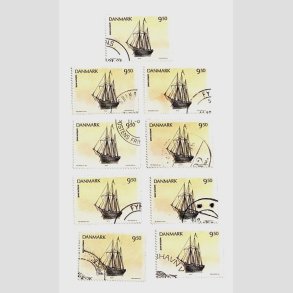 FRIM�RKER DANMARK | 1993 - AFA 1048 - Sejlskibe - 9 x 9,50 Kr. flerfarvet - Stemplet