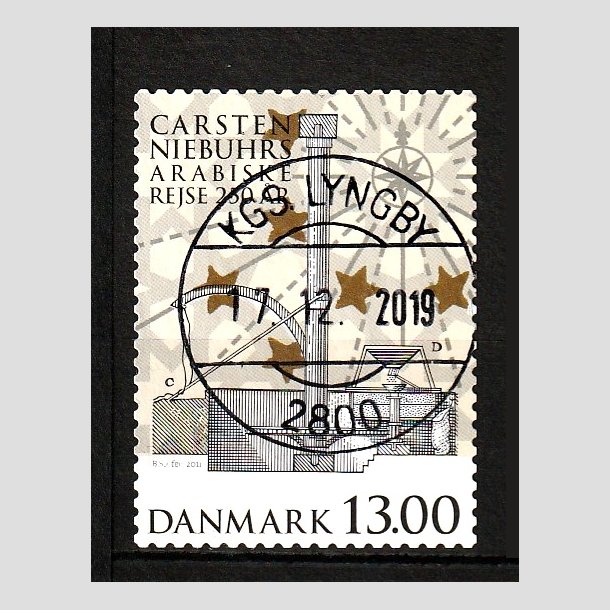 FRIM�RKER DANMARK | 2011 - AFA 1661 - Carsten Niebuhr - 13,00 Kr. flerfarvet - Lux Stemplet Lyngby