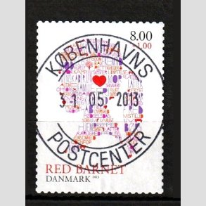 FRIM�RKER DANMARK | 2013 - AFA 1747a - Red Barnet - 8,00 + 1,00 Kr. flerfarvet - Pragt Stemplet