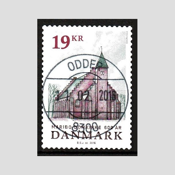 FRIM�RKER DANMARK | 2016 - AFA 1844 - Maribo Domkirke 600 �r - 19,00 Kr. flerfarvet - Pragt Stemplet Odder