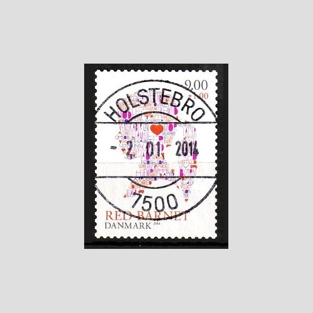 FRIM�RKER DANMARK | 2014 - AFA 1768 - Red Barnet - 9,00 + 1,00 Kr. flerfarvet - Pragt Stemplet
