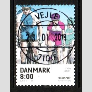 FRIM�RKER DANMARK | 2016 - AFA 1855 - Folkesport - 8,00 Kr. flerfarvet - Pragt Stemplet Vejle