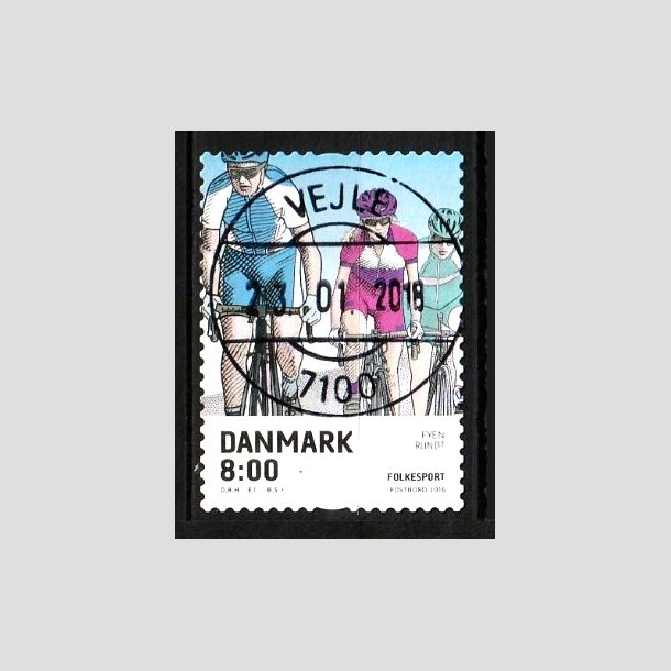 FRIM�RKER DANMARK | 2016 - AFA 1855 - Folkesport - 8,00 Kr. flerfarvet - Pragt Stemplet Vejle