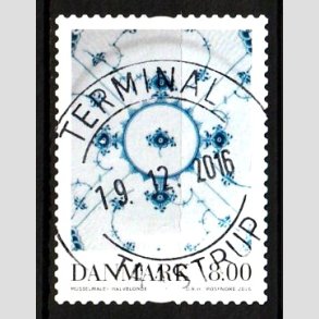 FRIM�RKER DANMARK | 2016 - AFA 1874 - Dansk porcel�n - 8,00 Kr. Muselmalet - Pragt Stemplet