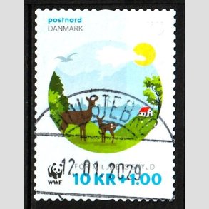FRIM�RKER DANMARK | 2015 - AFA 1825 - WWF - 10,00 Kr. + 1 Kr. flerfarvet - Pragt Stemplet Holstebro