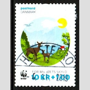 FRIM�RKER DANMARK | 2015 - AFA 1825 - WWF - 10,00 Kr. + 1 Kr. flerfarvet - Pragt Stemplet Holstebro