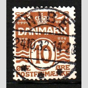 FRIM�RKER DANMARK | 1930 - AFA 185a - B�lgelinie 10 �re r�dbrun - Lux Stemplet Nibe
