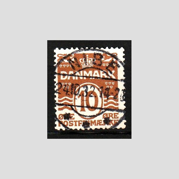 FRIM�RKER DANMARK | 1930 - AFA 185a - B�lgelinie 10 �re r�dbrun - Lux Stemplet Nibe