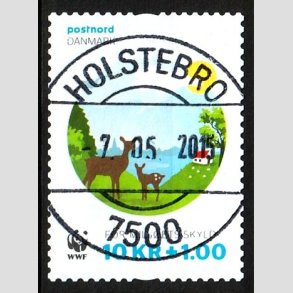 FRIM�RKER DANMARK | 2015 - AFA 1825 - WWF - 10,00 Kr. + 1 Kr. flerfarvet - Lux Stemplet Holstebro