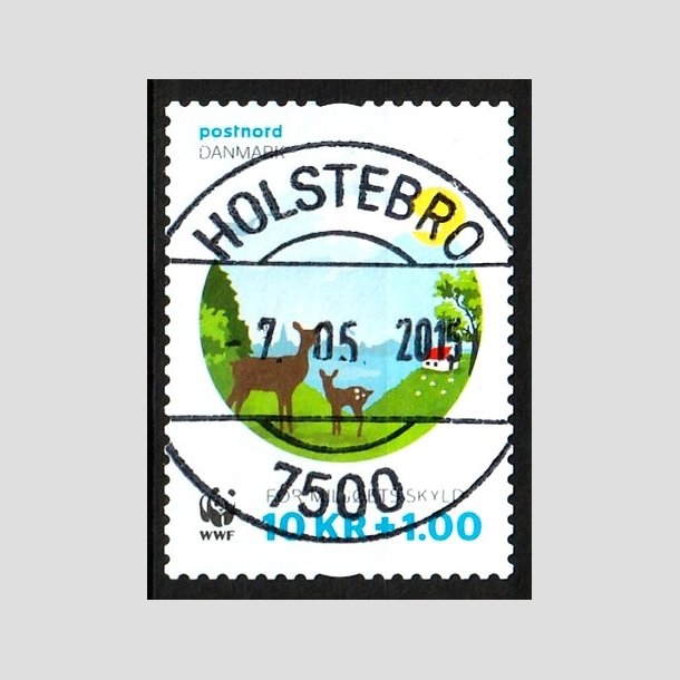 FRIM�RKER DANMARK | 2015 - AFA 1825 - WWF - 10,00 Kr. + 1 Kr. flerfarvet - Lux Stemplet Holstebro
