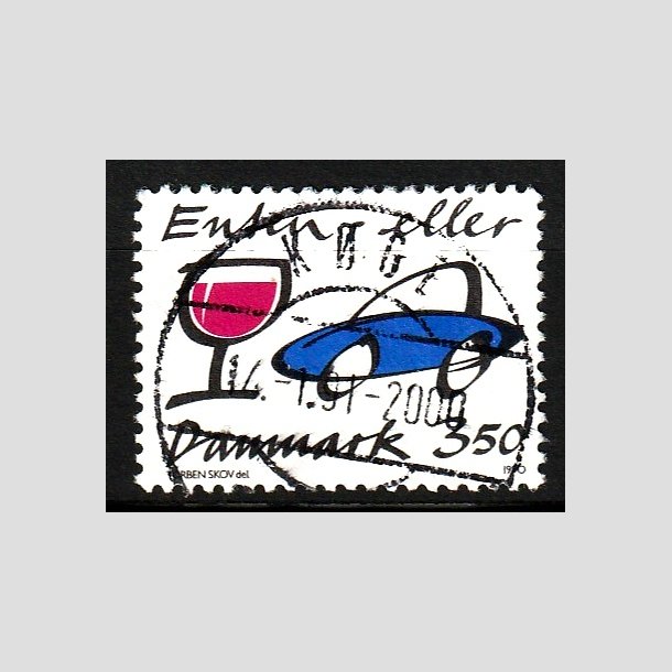 FRIM�RKER DANMARK | 1990 - AFA 981 - Spritbilisme - 3,50 Kr. flerfarvet - Pragt Stemplet K�ge