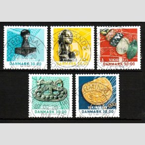 FRIM�RKER DANMARK | 2019 - AFA 1955-59 - Vikingeliv - 30,00 kr. flerfarvet i komplet s�t - P�nt Stemplet