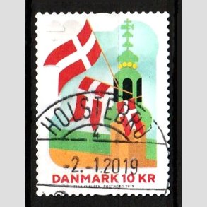 FRIM�RKER DANMARK | 2019 - AFA 1950 - 800-�ret for Dannebrog. - 10,00 kr. flerfarvet - Pragt Stemplet