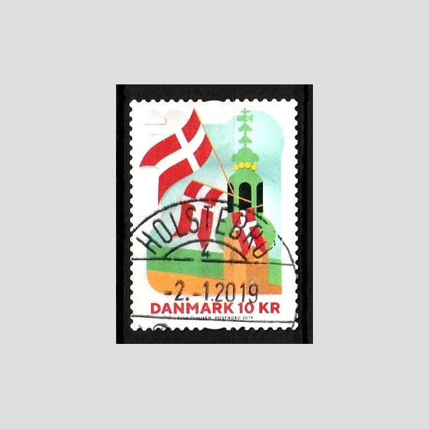 FRIM�RKER DANMARK | 2019 - AFA 1950 - 800-�ret for Dannebrog. - 10,00 kr. flerfarvet - Pragt Stemplet