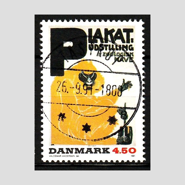 FRIM�RKER DANMARK | 1991 - AFA 1000 - Dansk Plakatkunst - 4,50 Kr. - Pragt Stemplet 