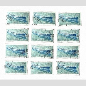 FRIM�RKER DANMARK | 1970 - AFA 506 - Dansk Skibsfart - 90 �re bl�gr�n/bl� x 12 stk. - P�nt stemplet