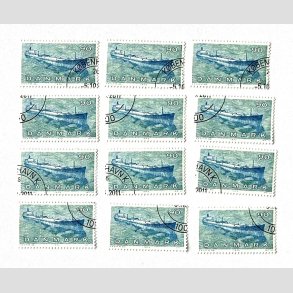 FRIM�RKER DANMARK | 1970 - AFA 506 - Dansk Skibsfart - 90 �re bl�gr�n/bl� x 12 stk. - P�nt stemplet