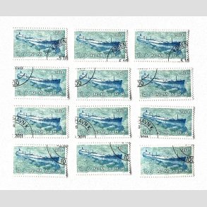 FRIM�RKER DANMARK | 1970 - AFA 506 - Dansk Skibsfart - 90 �re bl�gr�n/bl� x 12 stk. - P�nt stemplet